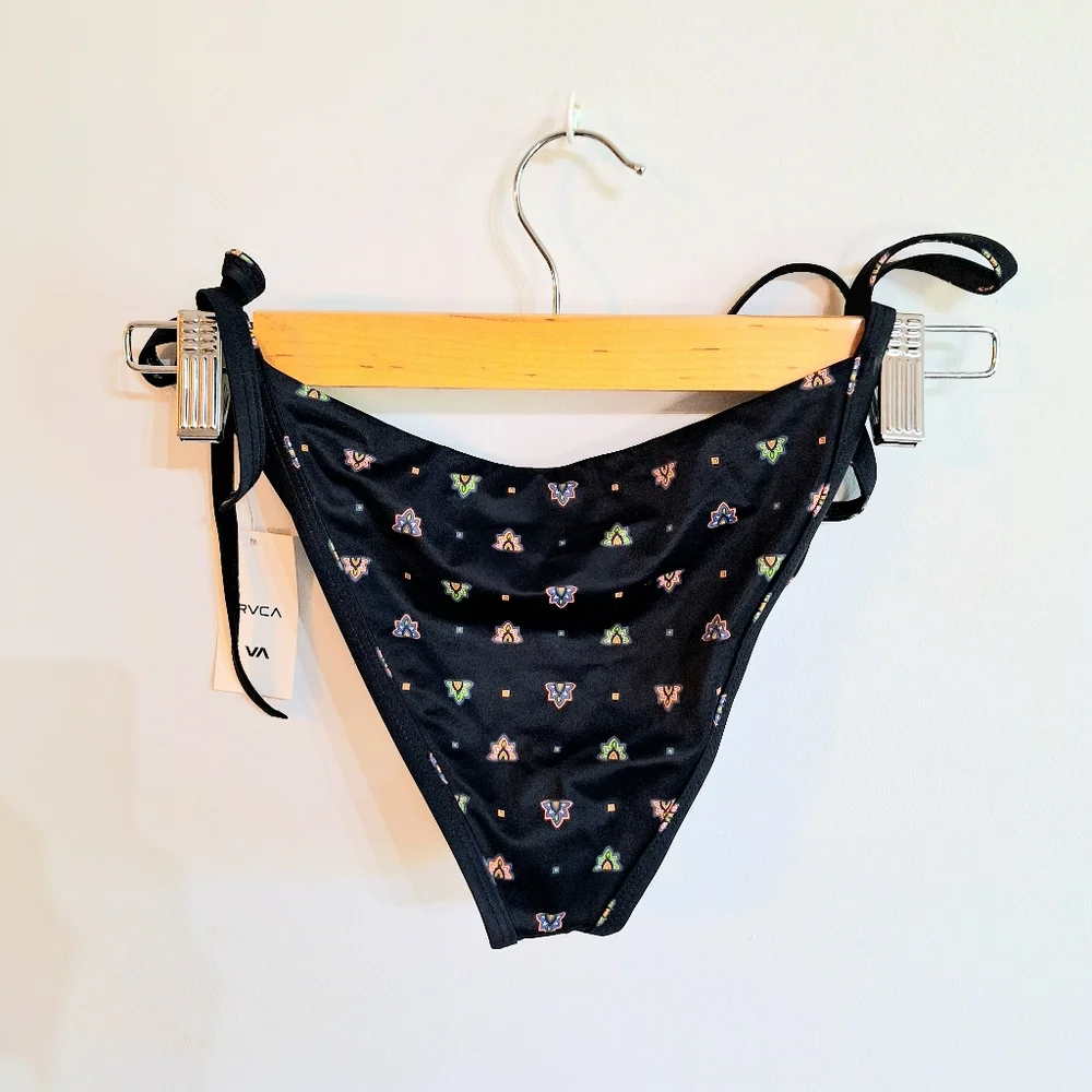RVCA Sprinkle Skimpy Tie Side Bikini Bottom Black Size M NWT